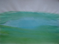 Rein in Taufers - Kofler See (modré jezero), 2012, akvarel, 29,5 x 40 cm